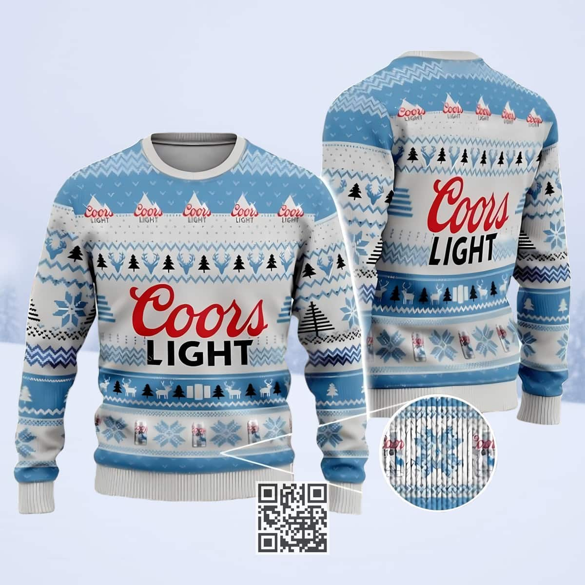 Classic Bright Coors Light Beer Ugly Christmas Sweater