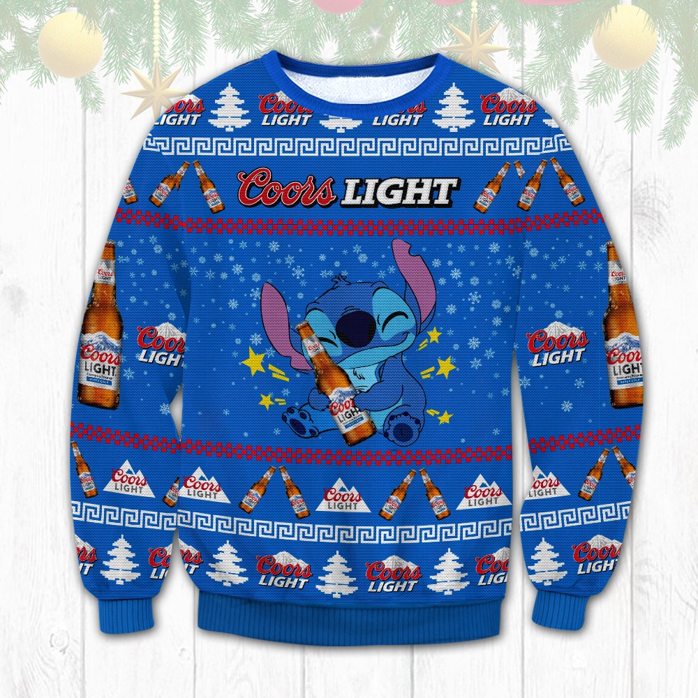 Cute Stitch Loves Coors Light Ugly Christmas Sweater Best Gift For Beer Lovers