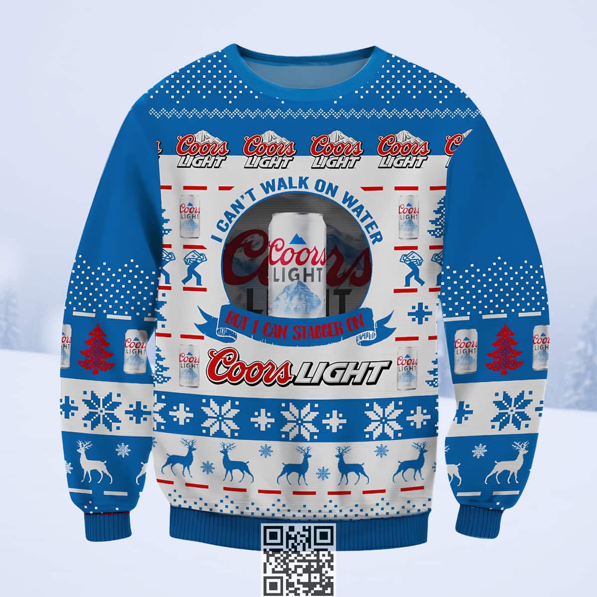 I Can't Walk On Water But I Can Stagger On Coors Light Beer Ugly Christmas Sweater I Can't Walk On Water But I Can Stagger On Coors Light Beer Ugly Christmas Sweater