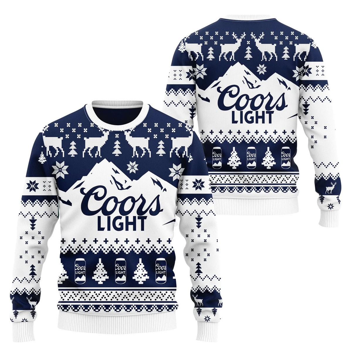 Coors Light Beer Blue White Ugly Christmas Sweater Gift For Girlfriend