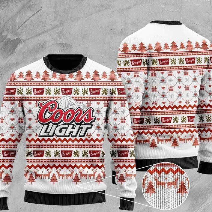 Coors Light Banquet Beer Ugly Christmas Sweater Gift For Friends