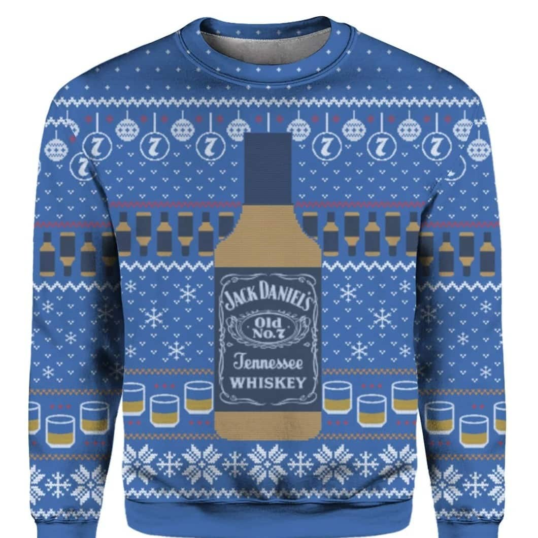 Blue Jack Daniels Tennessee Whiskey Ugly Christmas Sweater Birthday Gift For Mom