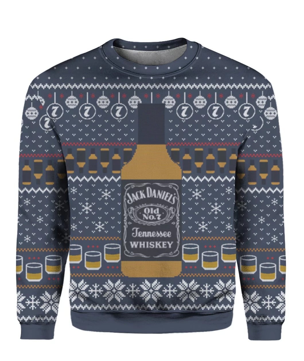 Gray Navy Jack Daniels Tennessee Whiskey Ugly Christmas Sweater Gift For Daughter From Dad