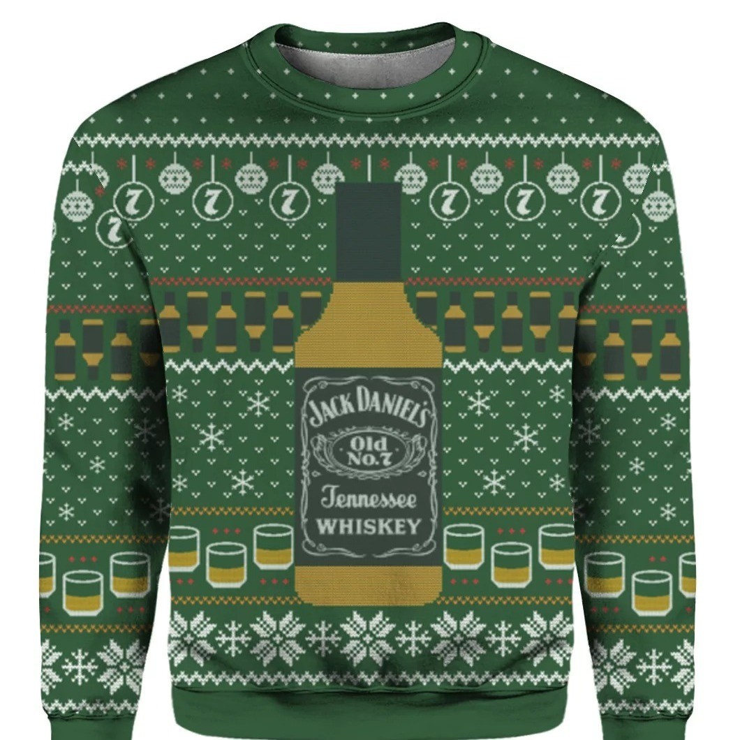 Green Jack Daniels Tennessee Whiskey Ugly Christmas Sweater Gift For Daughter From Mom