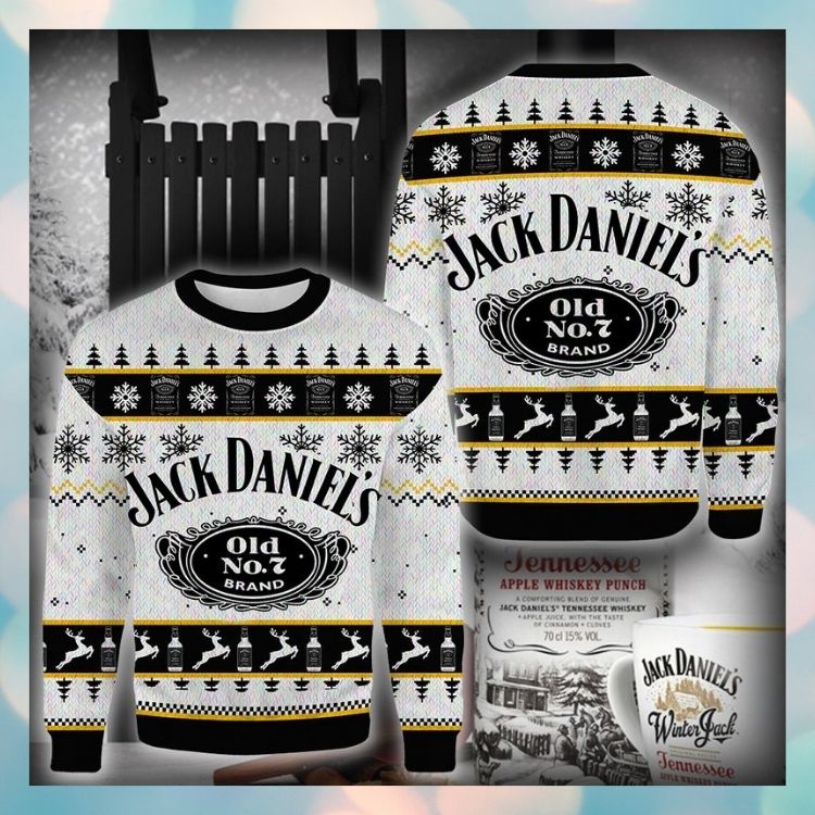 Jack Daniels Whiskey Ugly Christmas Sweater Old No 7 Brand Gift For Wine Drinkers