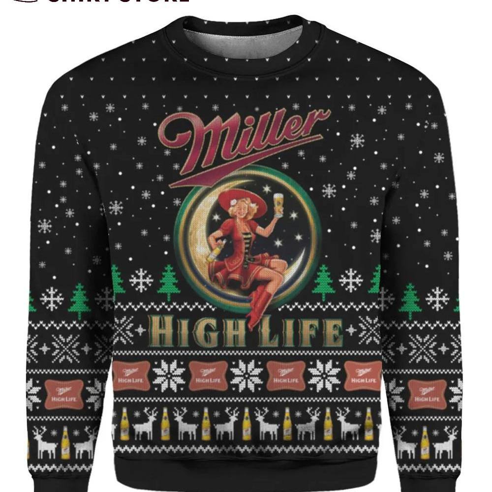 Miller High Life Ugly Christmas Sweater Xmas Gift For Beer Lovers