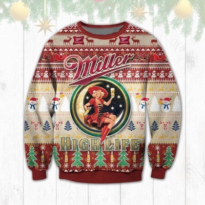 Miller High Life Ugly Christmas Sweater Trending Gift For Daughter Miller High Life Ugly Christmas Sweater Trending Gift For Daughter