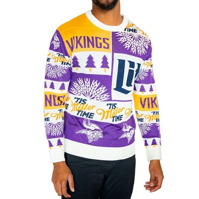 Vikings Miller Lite Beer It's Miller Time Ugly Christmas Sweater Vikings Miller Lite Beer It's Miller Time Ugly Christmas Sweater