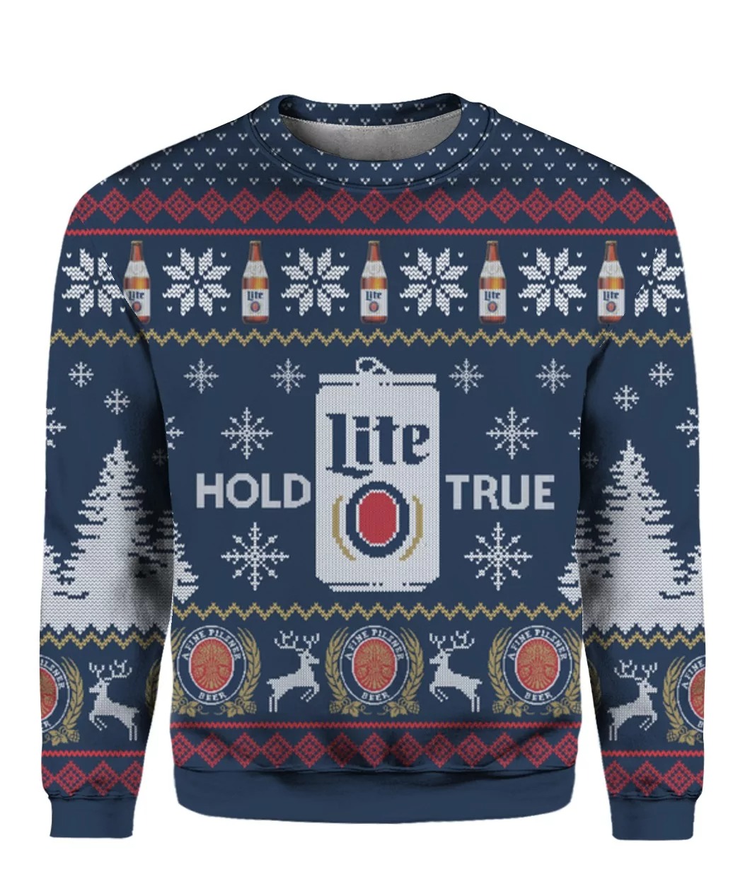 Miller Lite Beer Ugly Christmas Sweater Hold Lite True For Christmas Lovers