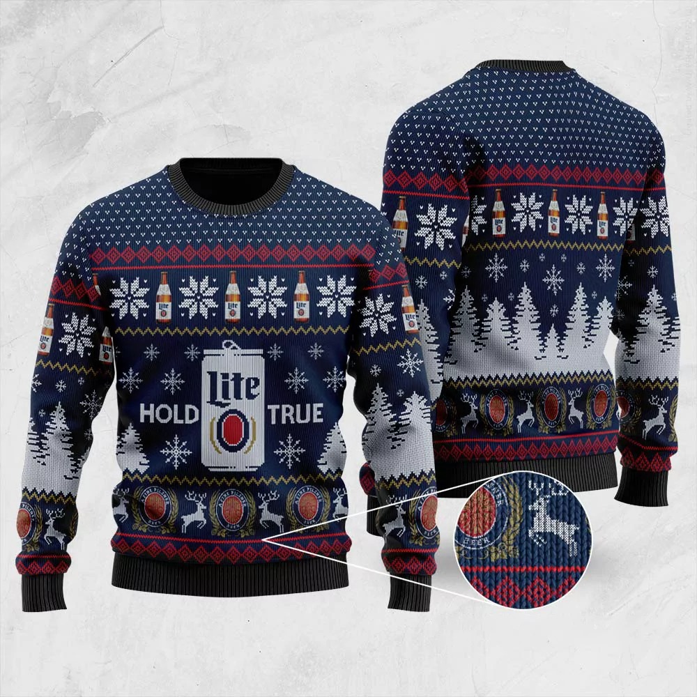 Miller Lite Ugly Christmas Sweater Hold Lite True Christmas Gift For Her