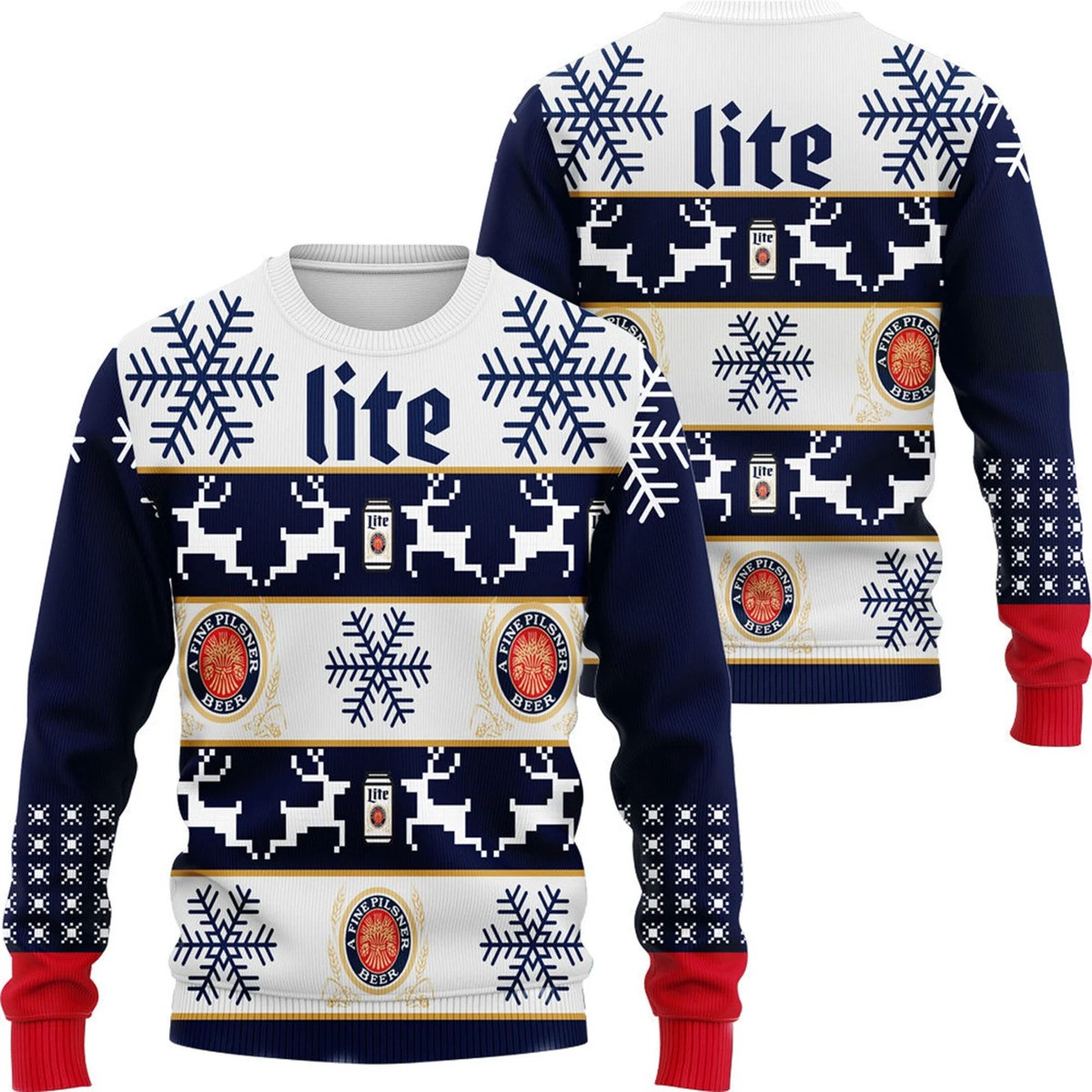 Miller Lite Ugly Christmas Sweater Christmas Gift For Family