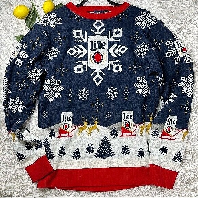 Miller Lite Ugly Christmas Sweater Gift For Beer Lovers