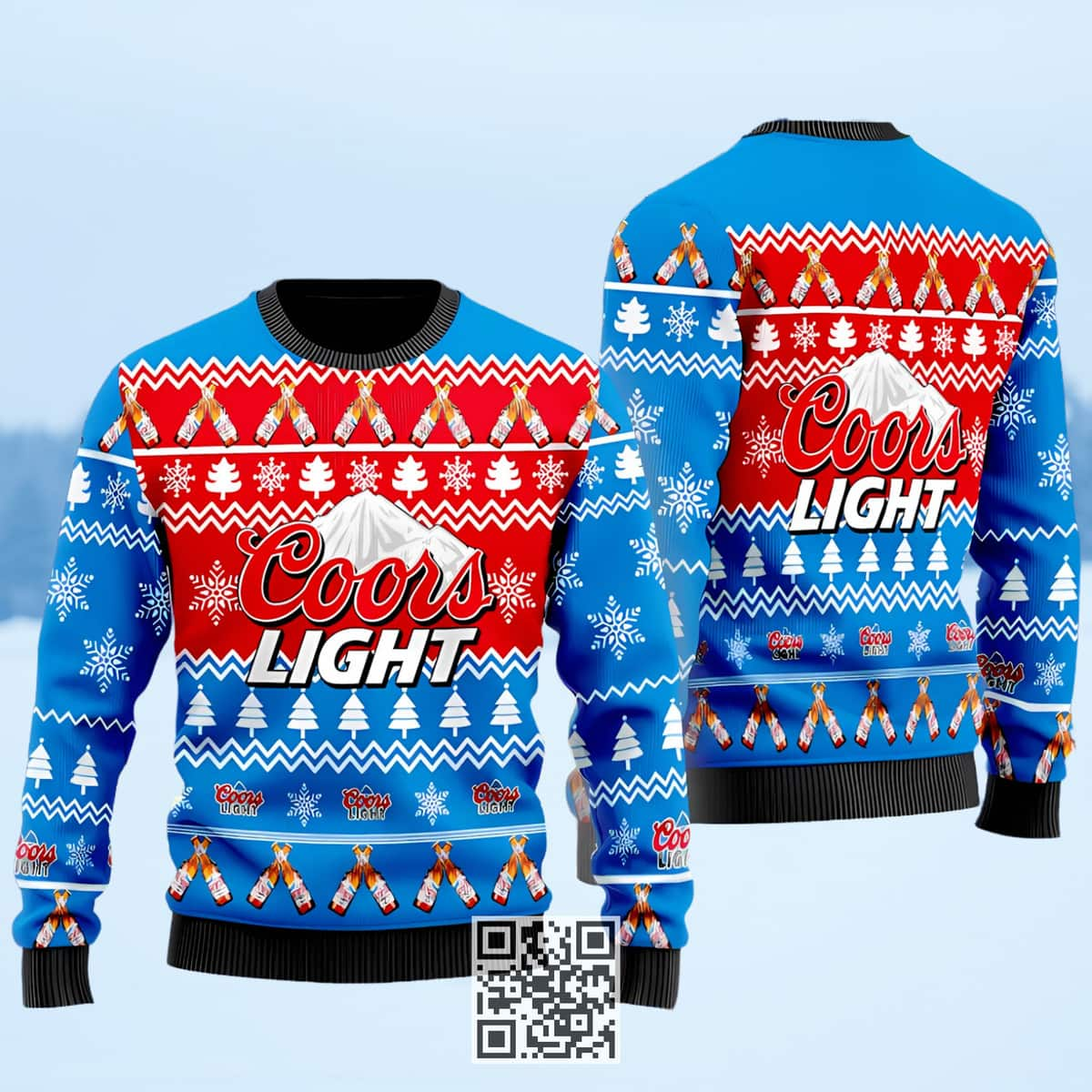 Coors Light Beer Blue Red Ugly Christmas Sweater