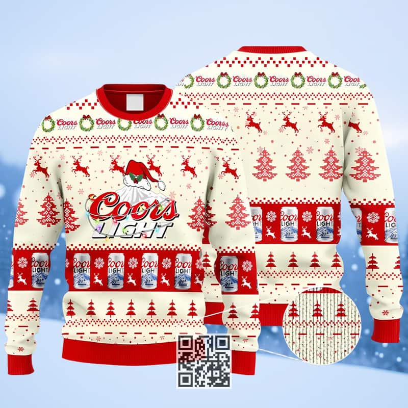 Coors Light Beer Ugly Christmas Sweater Reindeer Snowy Coors Light Beer Ugly Christmas Sweater Reindeer Snowy