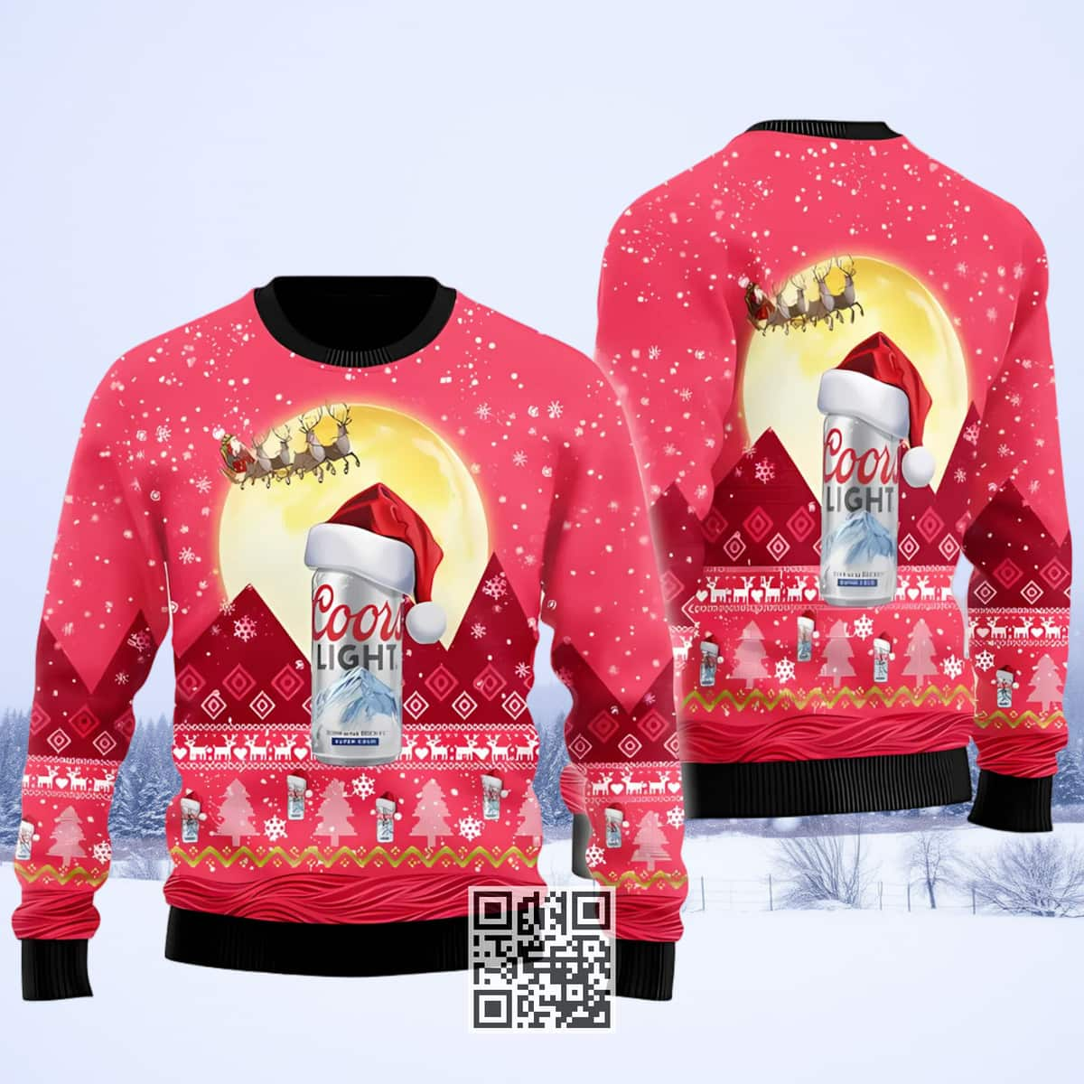 Santa Claus Coors Light Beer Ugly Christmas Sweater