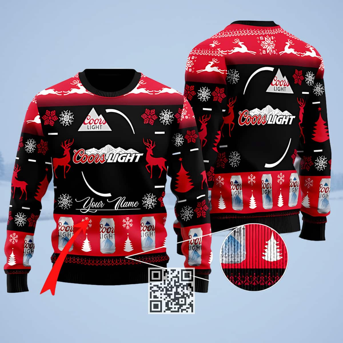 Personalized Coors Light Beer Ugly Christmas Sweater