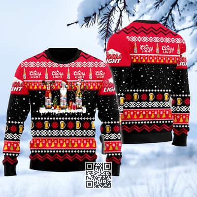 Coors Light Beer Ugly Christmas Sweater Snowflake Santa Reindeer