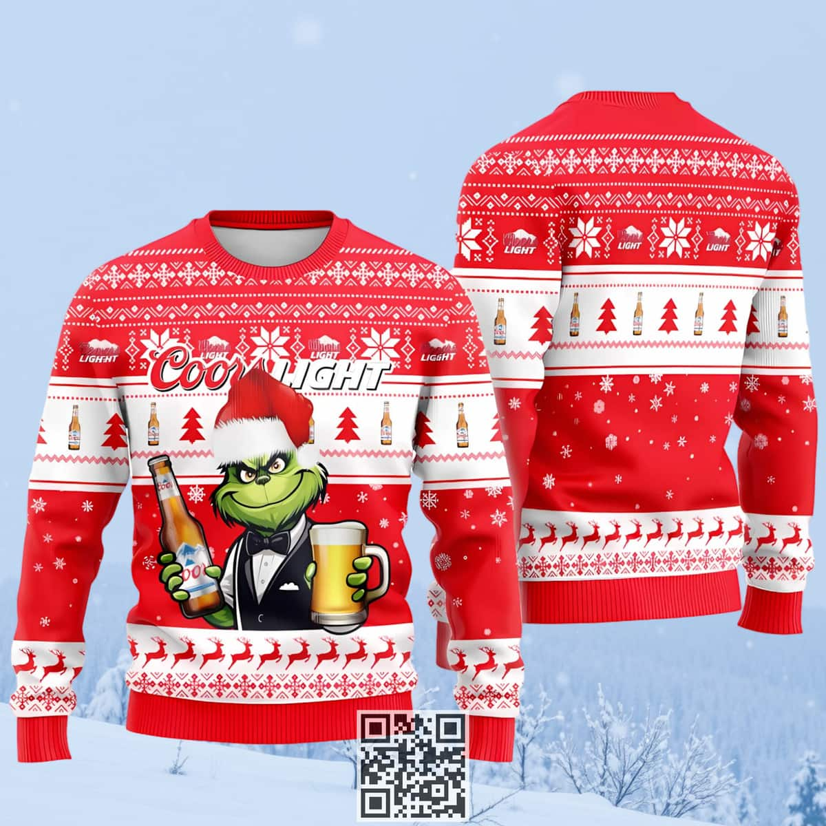 Funny Grinch Christmas Coors Light Beer Ugly Christmas Sweater