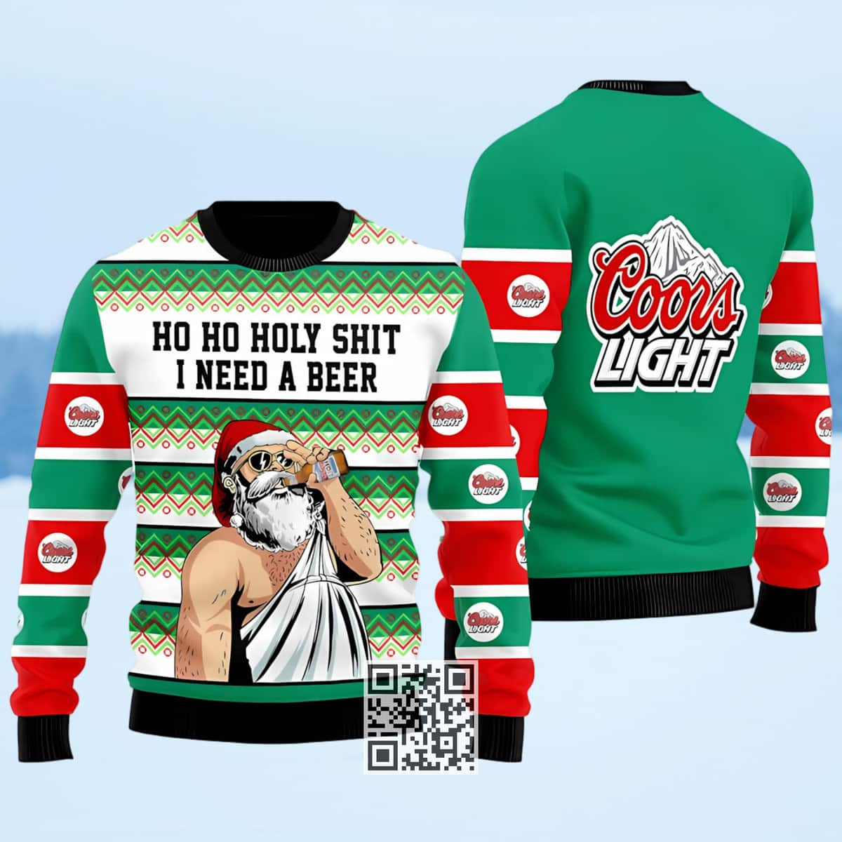 Coors Light Ugly Christmas Sweater Ho Ho Holy Shit I Need A Beer