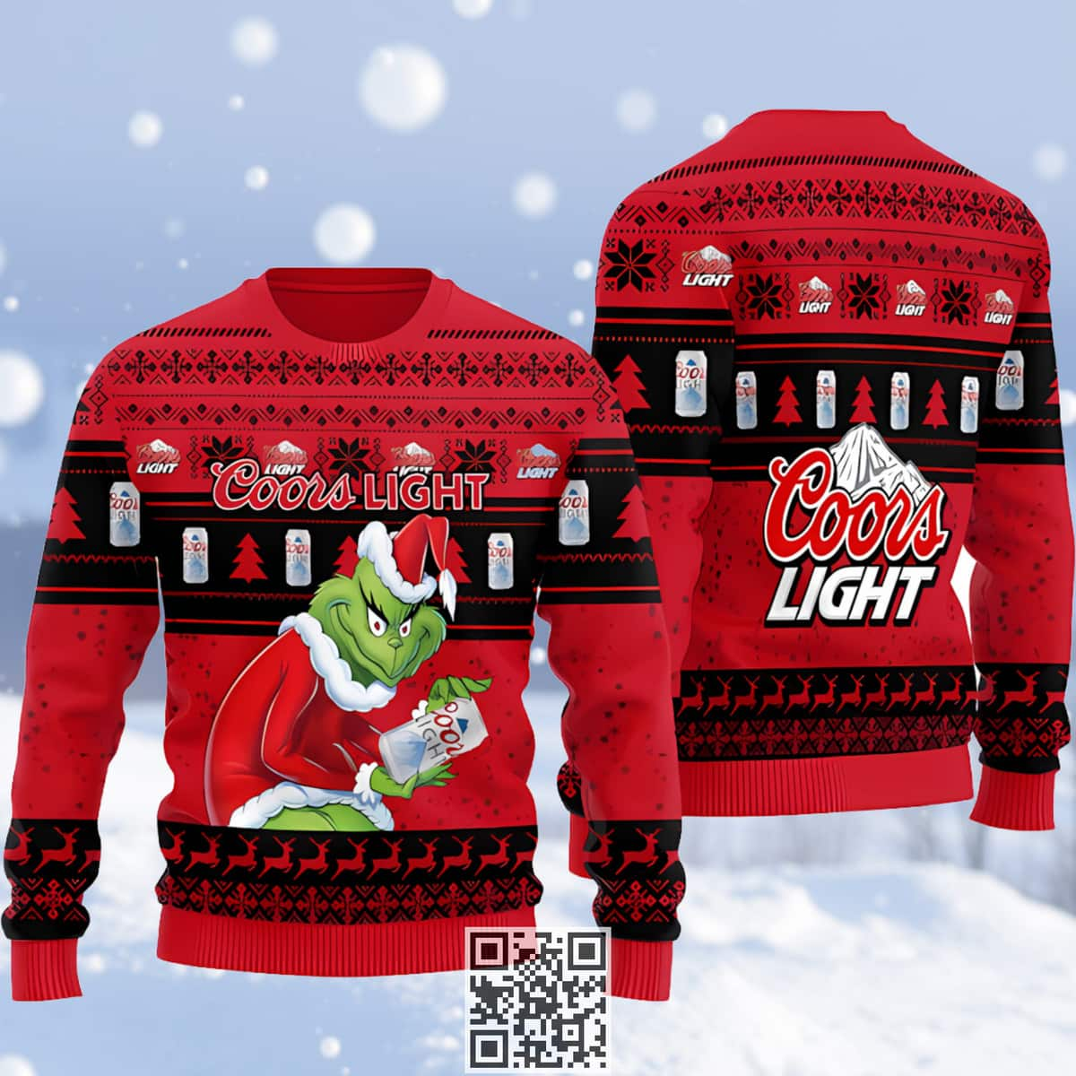 Grinch Coors Light Beer Ugly Christmas Sweater