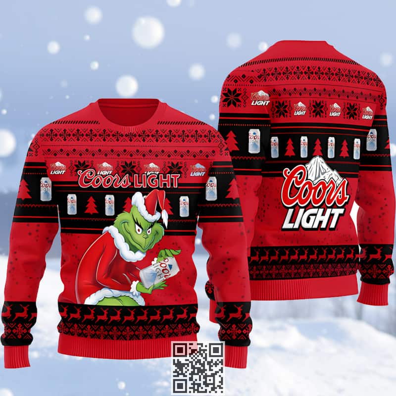 Grinch Coors Light Beer Ugly Christmas Sweater Grinch Coors Light Beer Ugly Christmas Sweater