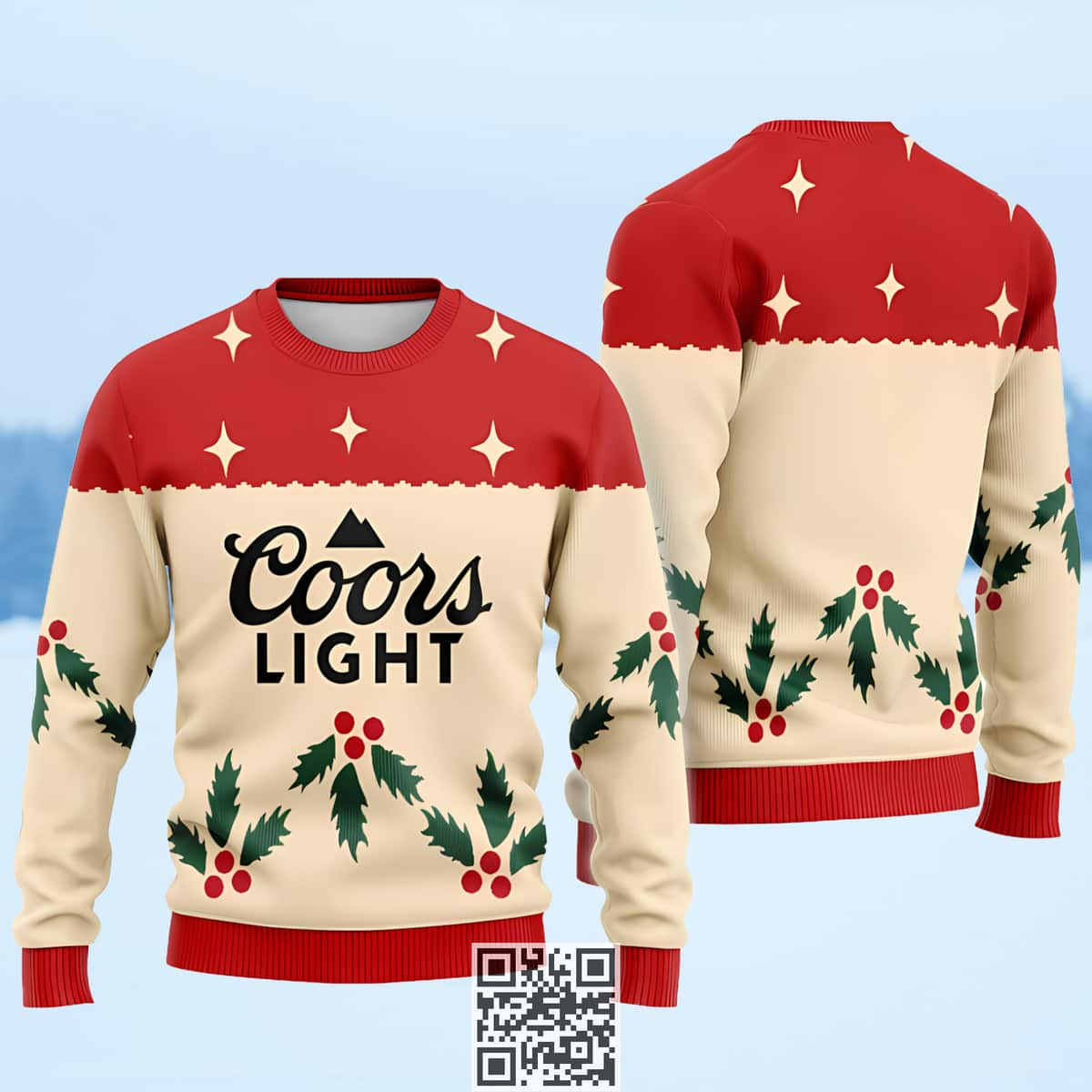 Chrismas Cherry Coors Light Beer Ugly Christmas Sweater