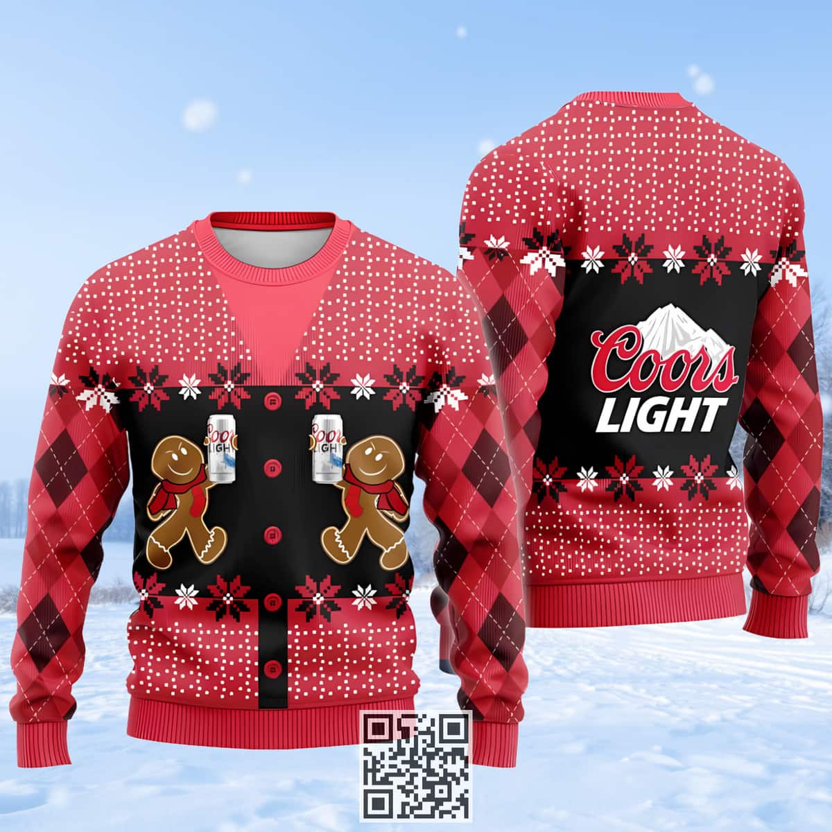 Gingerbread Coors Light Beer Ugly Christmas Sweater