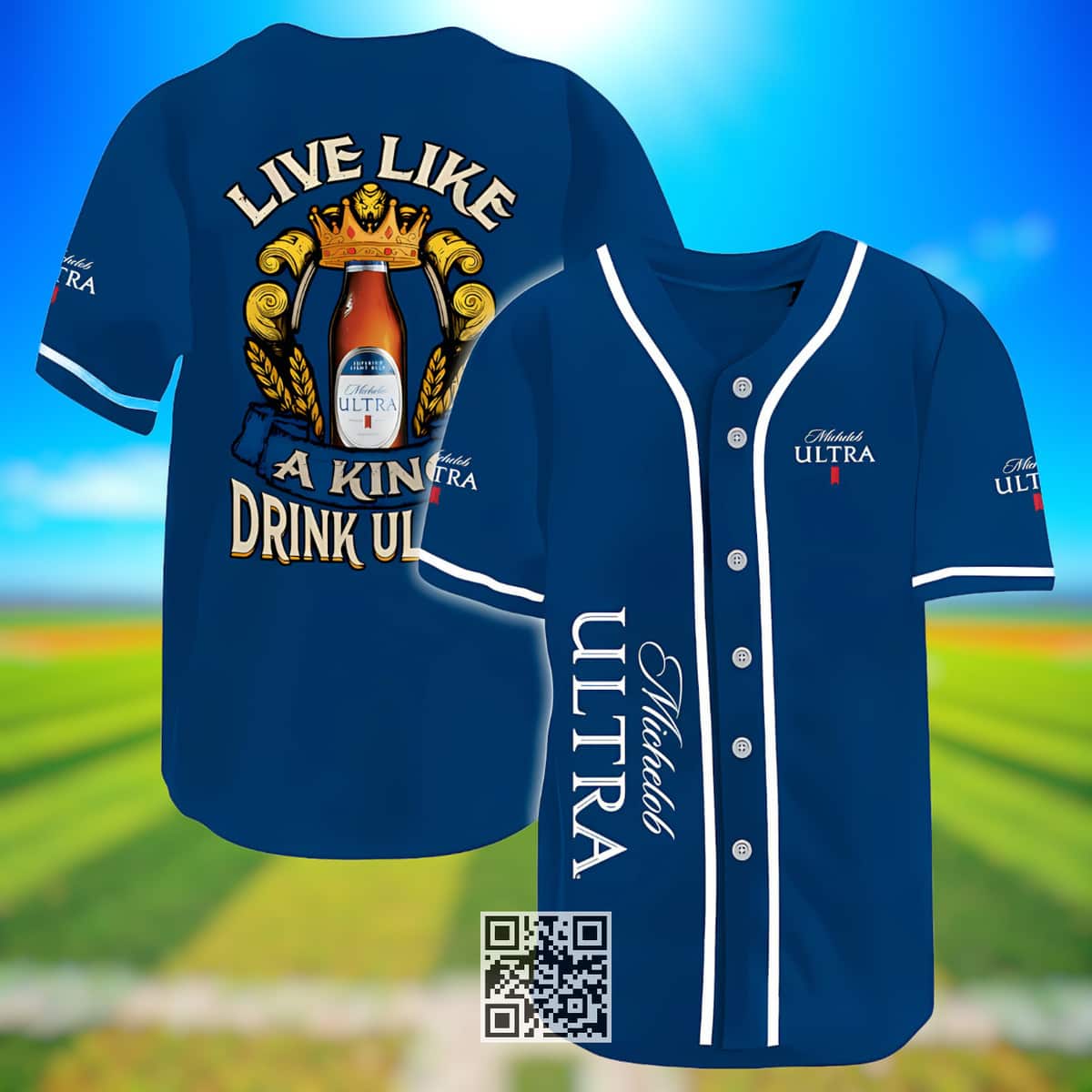 Michelob ULTRA Baseball Jersey Live Like A King Michelob ULTRA Baseball Jersey Live Like A King