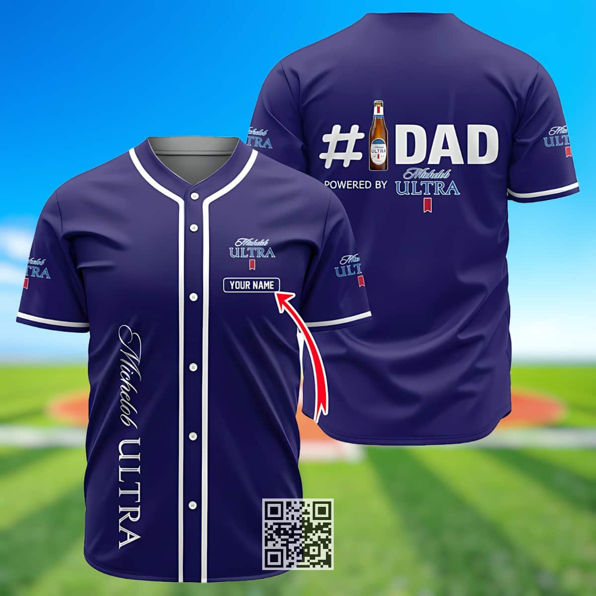 Personalized Michelob ULTRA Baseball Jersey Father's Day Custom Name