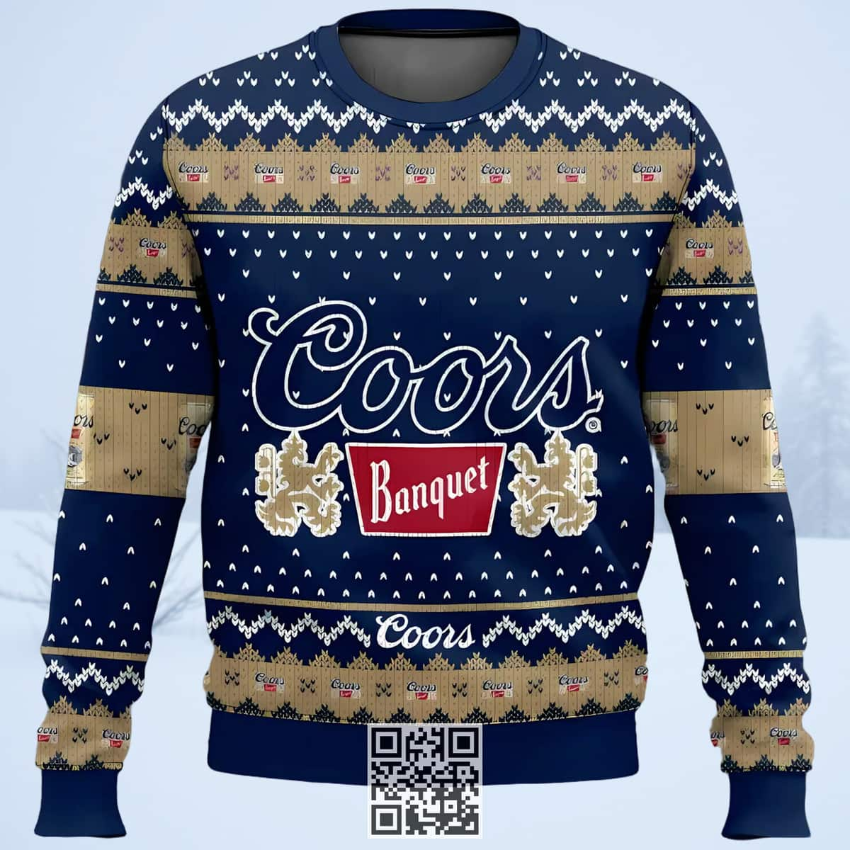 Coors Banquet Beer Ugly Christmas Sweater Snowflake