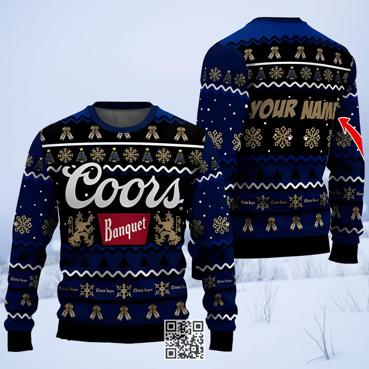 Personalized Coors Banquet Ugly Christmas Sweater Custom Name