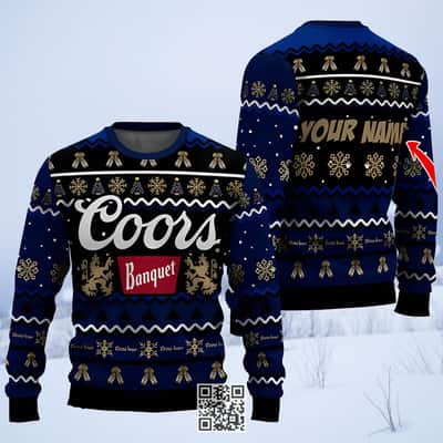 Personalized Coors Banquet Ugly Christmas Sweater Custom Name
