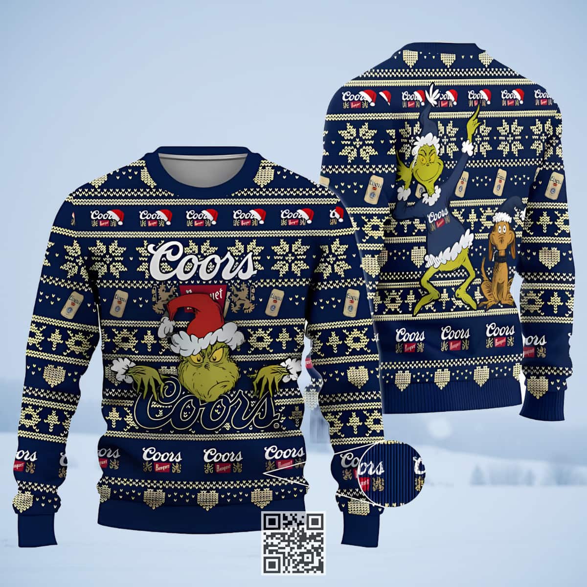 Funny Grinch Coors Banquet Beer Ugly Christmas Sweater