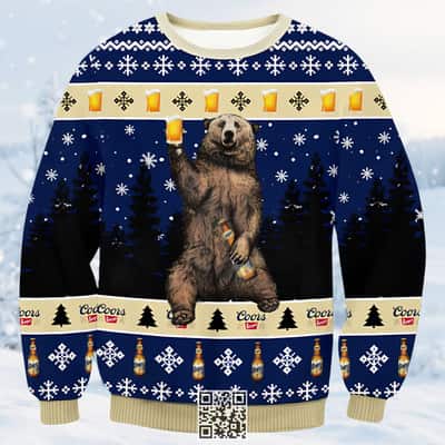 Bear Loves Coors Banquet Beer Ugly Christmas Sweater Bear Loves Coors Banquet Beer Ugly Christmas Sweater
