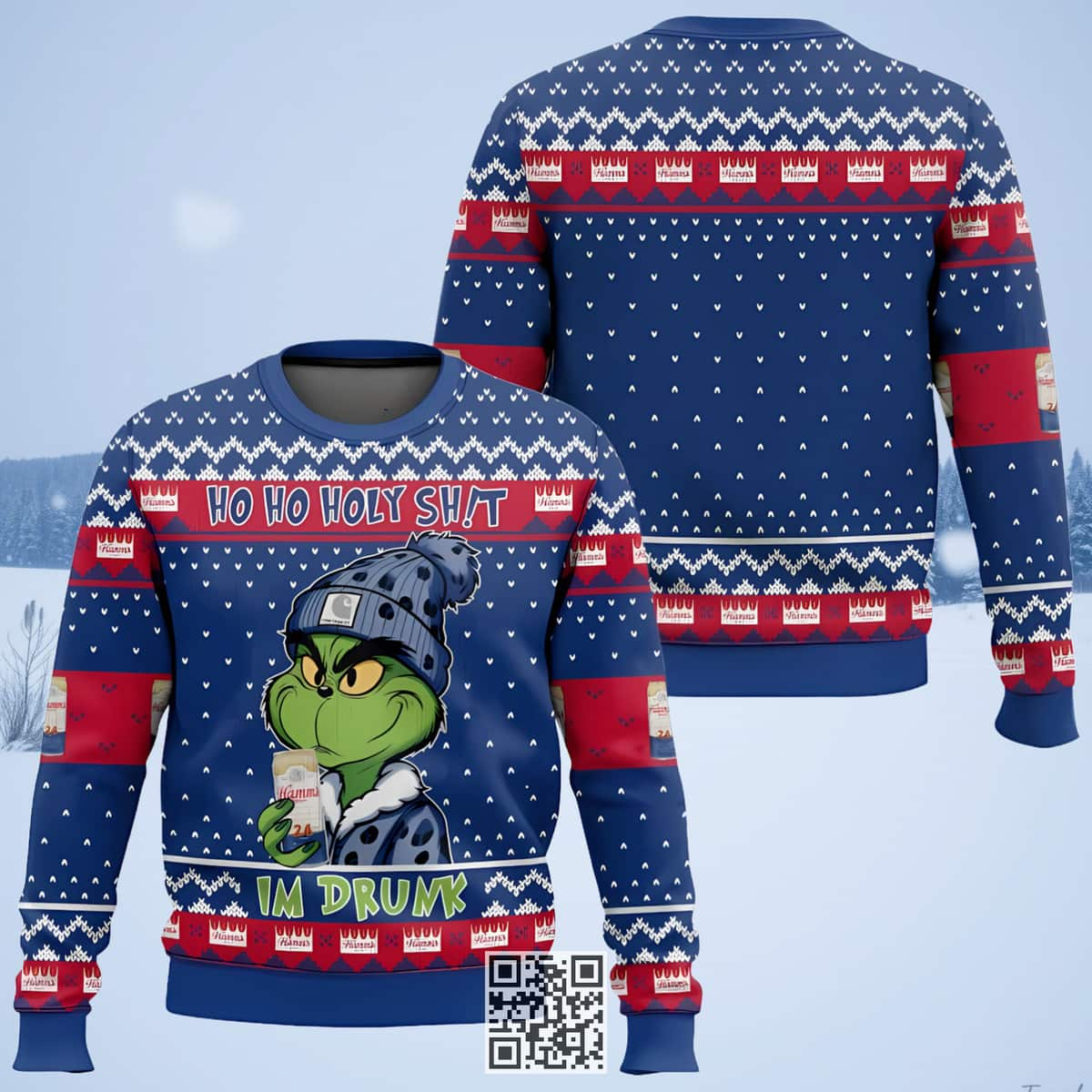 Funny Grinch Hamm's Beer Ugly Christmas Sweater