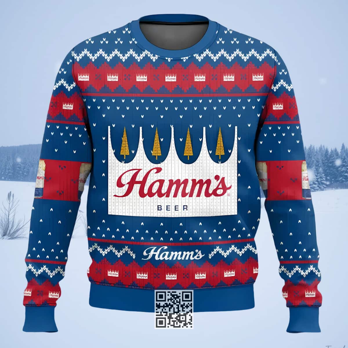 Hamm's Beer Ugly Christmas Sweater Snowflake Hamm's Beer Ugly Christmas Sweater Snowflake