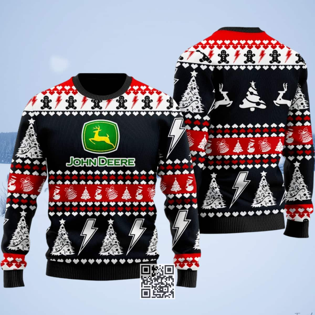 John Deere Ugly Christmas Sweater Pine Tree