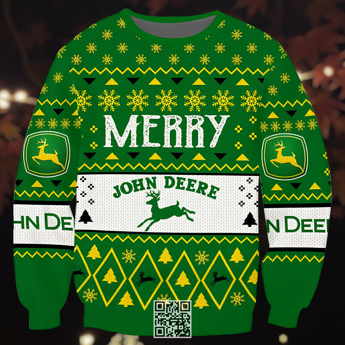 Busch Light John Deere Ugly Christmas Sweater Merry Snowflake