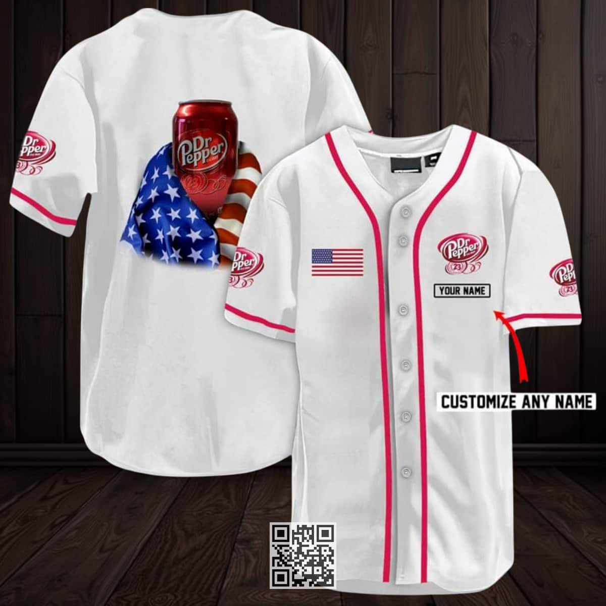 Personalized Dr Pepper Beer Baseball Jersey US Flag Custom Name