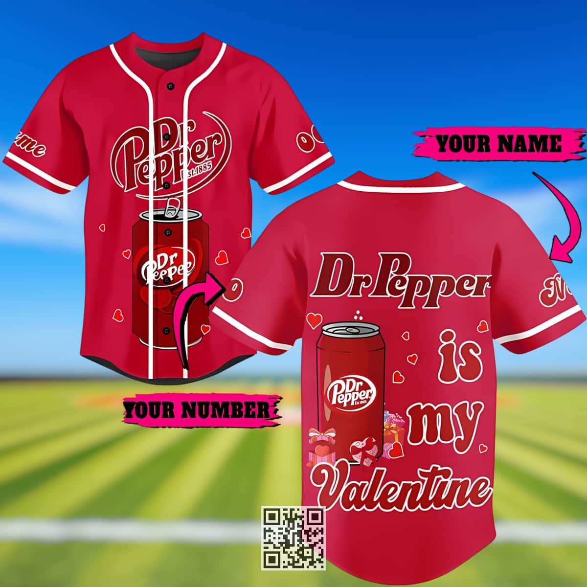 Personalized Dr Pepper Is My Valentine Baseball Jersey Custom Name Number