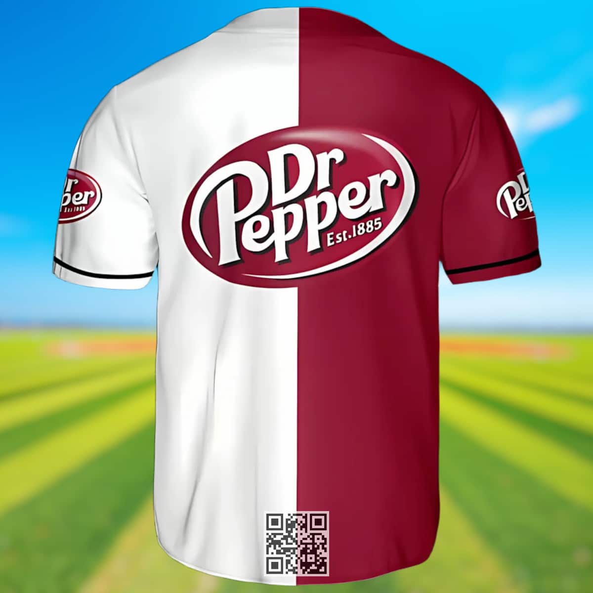 White And Red Split Dr Pepper Beer Baseball Jersey White And Red Split Dr Pepper Beer Baseball Jersey