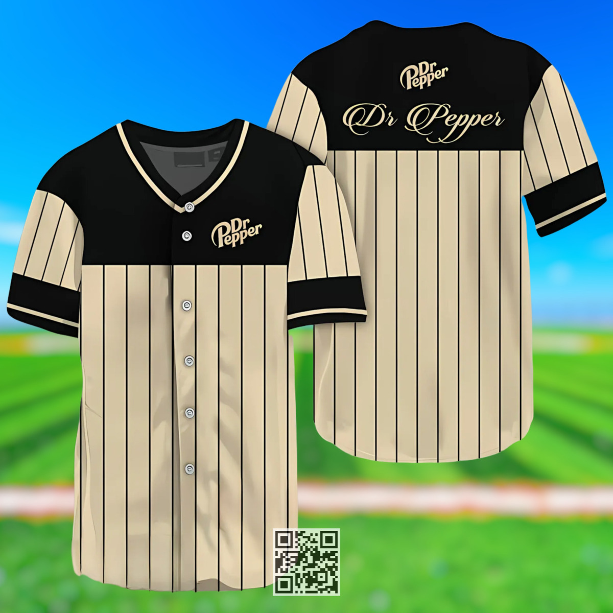 Sleek Black Vertical Striped Dr Pepper Baseball Jersey Beer Gift