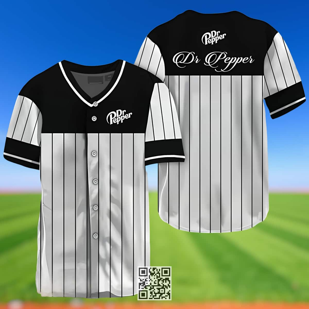 Vertical Striped Dr Pepper Beer Baseball Jersey