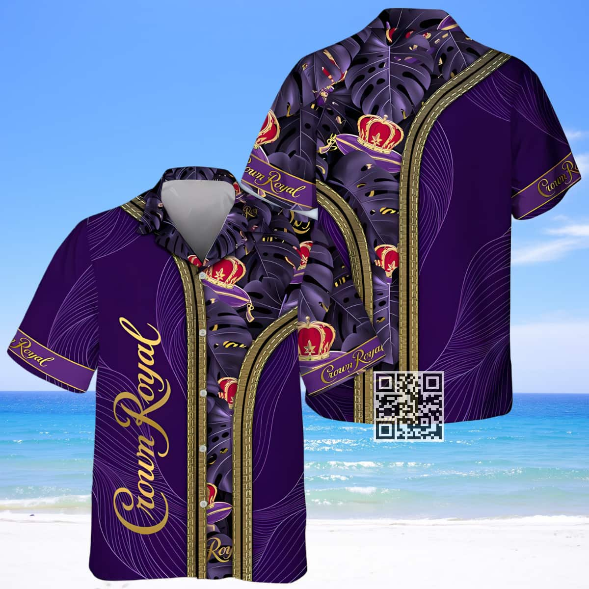 Crown Royal Hawaiian Shirt Tropical Pattern