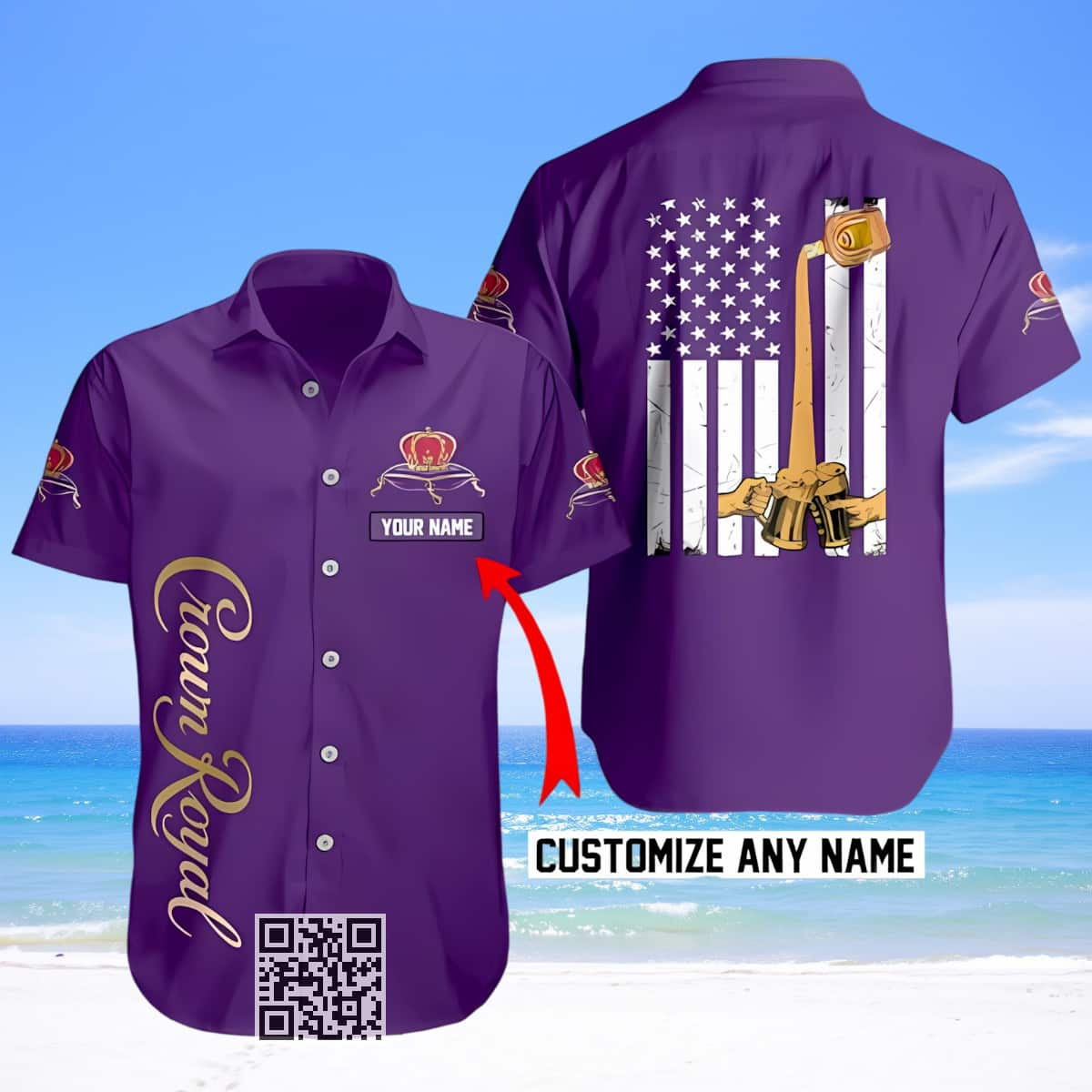 Personalized Crown Royal Hawaiian Shirt US Flag Custom Name