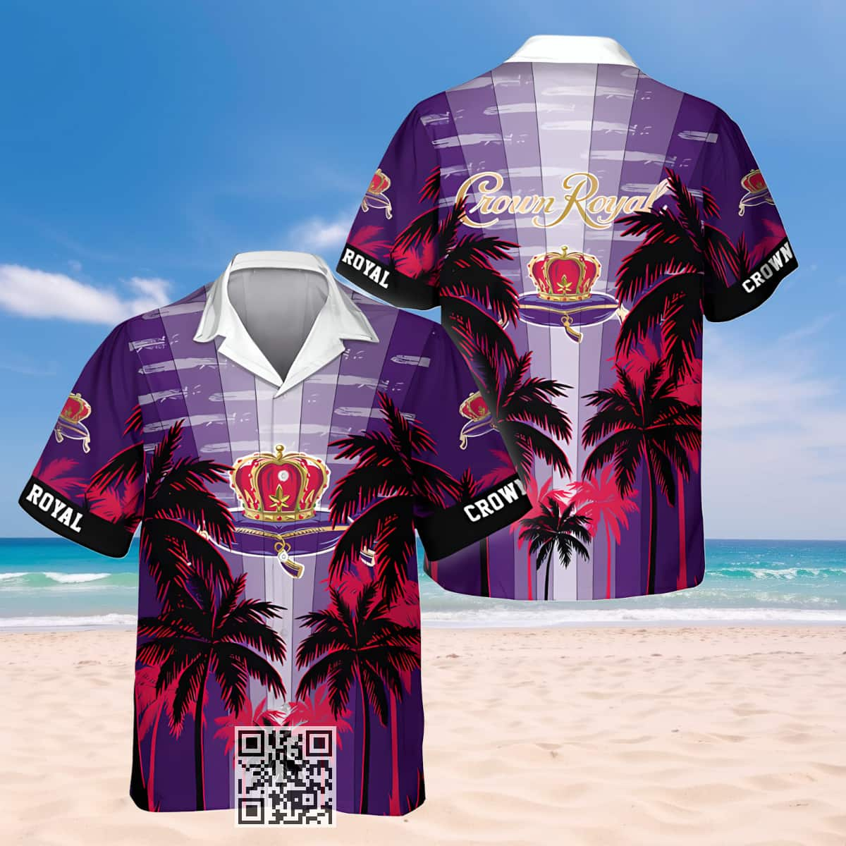 Crown Royal Whisky Hawaiian Shirt Tropical Coconut Palms