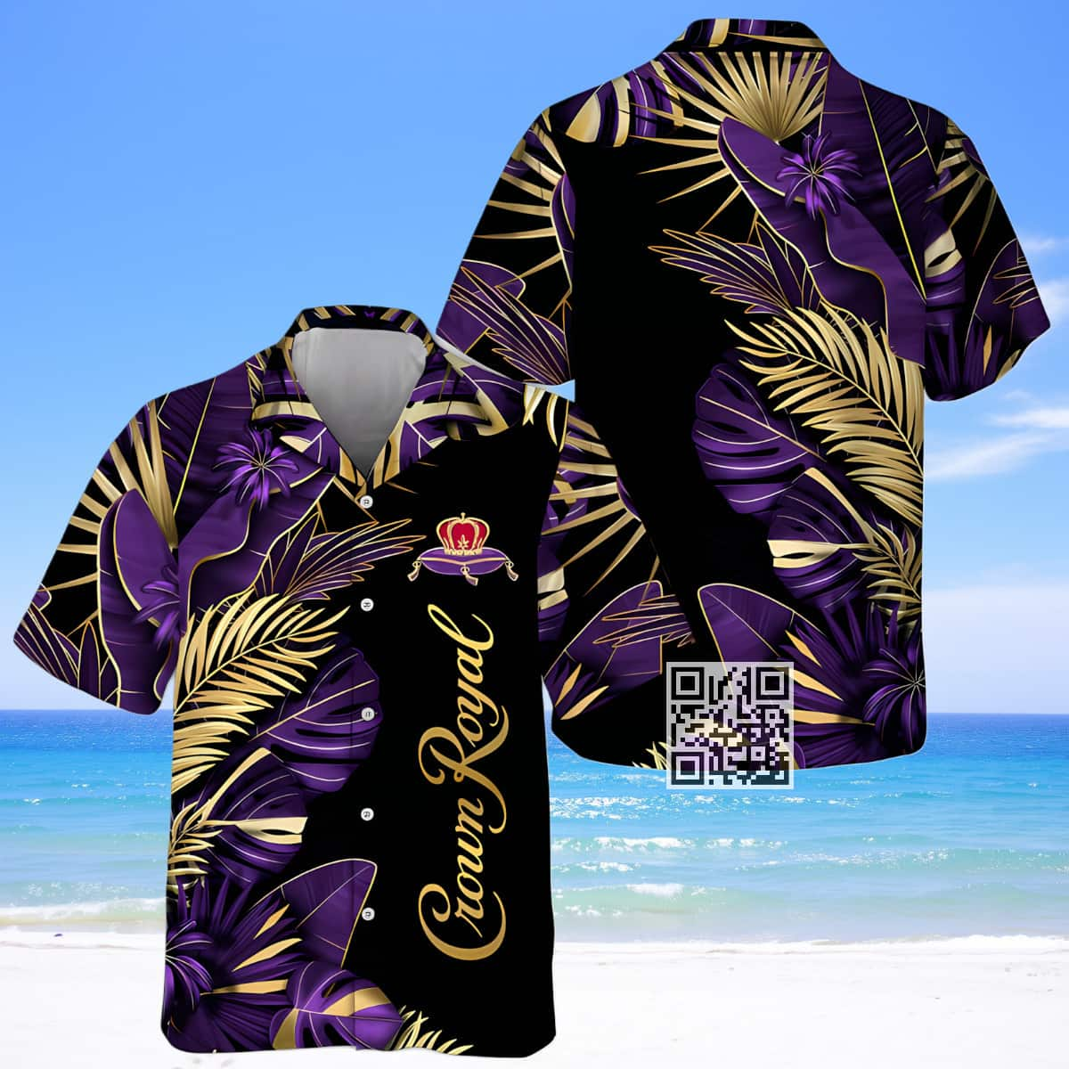 Crown Royal Whisky Hawaiian Shirt Tropical Palm