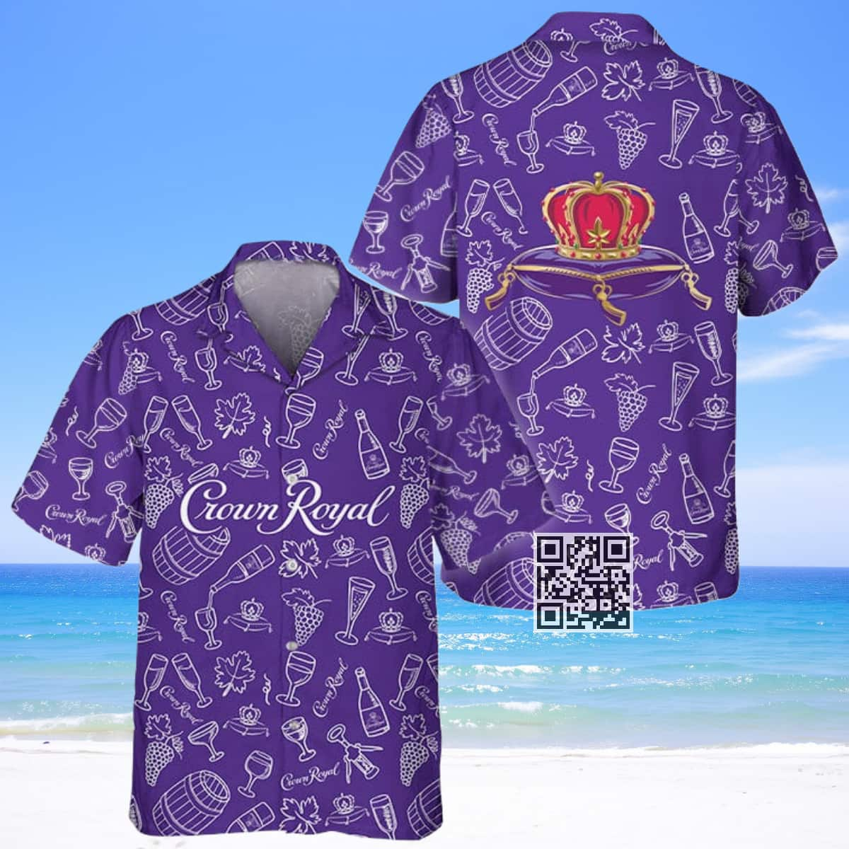 Crown Royal Whisky Hawaiian Shirt Doodle Art