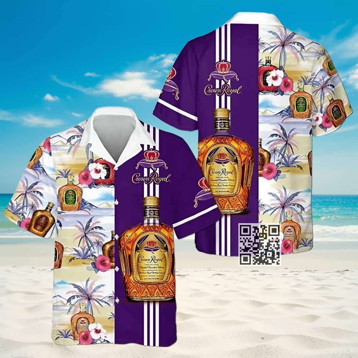 Crown Royal Whisky Hawaiian Shirt Hibicus Palm Tree