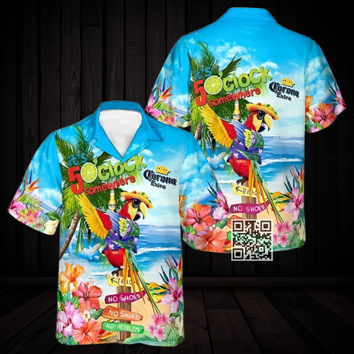 Corona Extra Beer Hawaiian Shirt It's 5 O'Clock Somewhere Corona Extra Beer Hawaiian Shirt It's 5 O'Clock Somewhere